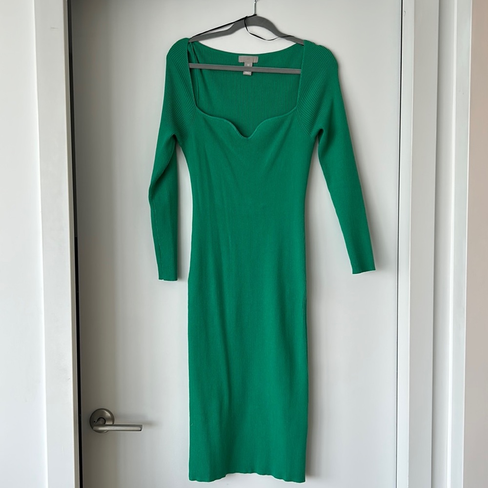 H&M rib knit green dress - size L